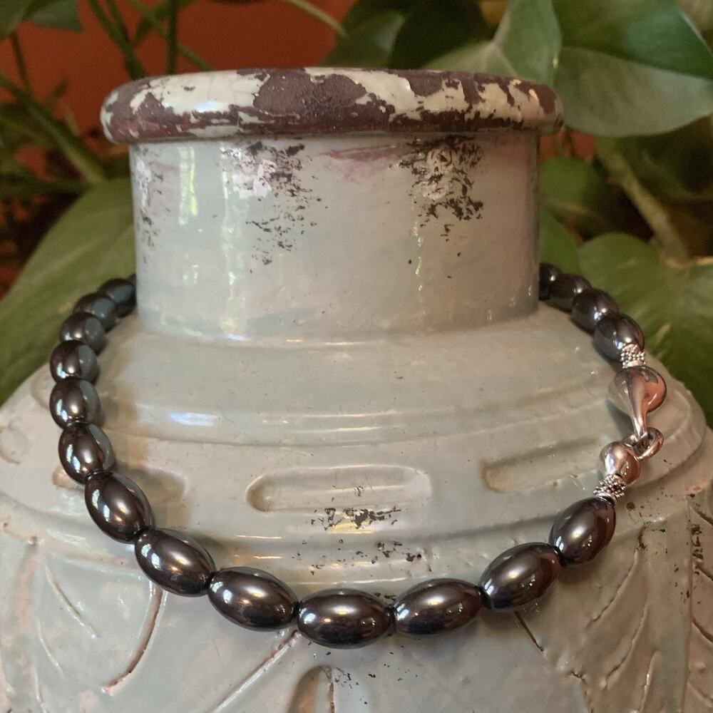 Michael Dawkins Necklace Sterling Silver and Hematite with Interlocking Pod
